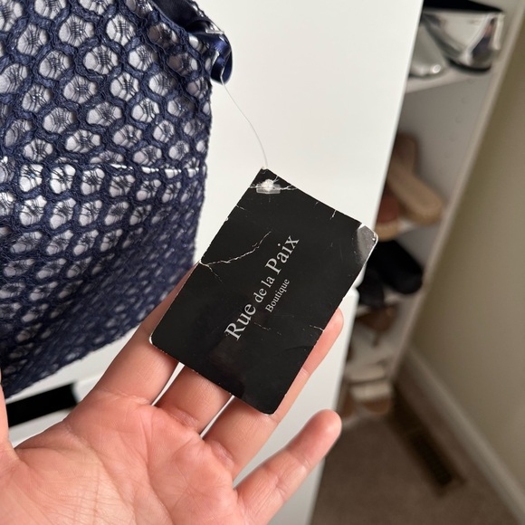 NWT Rue de la Paix Boutique Dark Blue and Silver Elegant Prom Top Size 2 - Picture 5 of 9